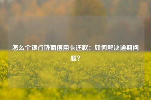 怎么个银行协商信用卡还款：如何解决逾期问题？