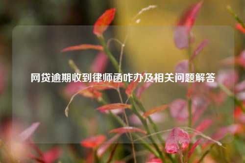 网贷逾期收到律师函咋办及相关问题解答