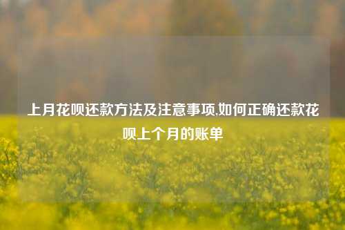 上月花呗还款方法及注意事项,如何正确还款花呗上个月的账单