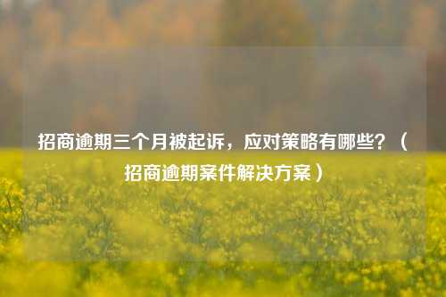 招商逾期三个月被起诉，应对策略有哪些？（招商逾期案件解决方案）