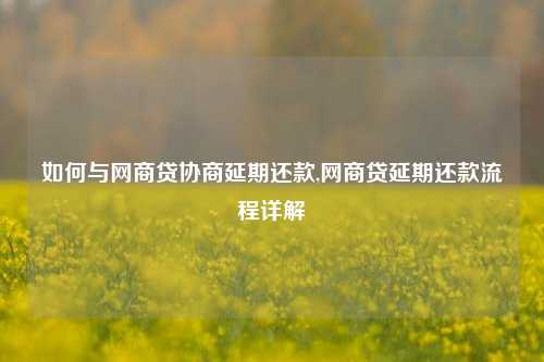 如何与网商贷协商延期还款,网商贷延期还款流程详解