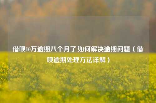 借呗10万逾期八个月了,如何解决逾期问题（借呗逾期处理方法详解）