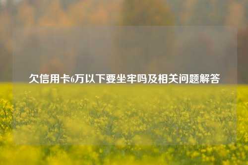 欠信用卡6万以下要坐牢吗及相关问题解答