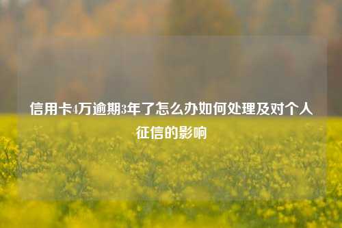 信用卡4万逾期3年了怎么办如何处理及对个人征信的影响