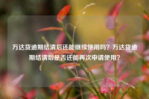 万达贷逾期结清后还能继续使用吗？万达贷逾期结清后是否还能再次申请使用？