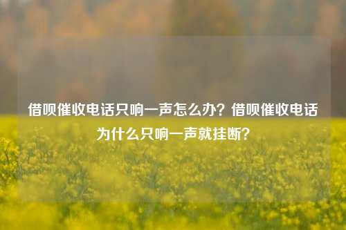 借呗催收电话只响一声怎么办？借呗催收电话为什么只响一声就挂断？