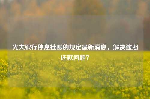 光大银行停息挂账的规定最新消息，解决逾期还款问题？