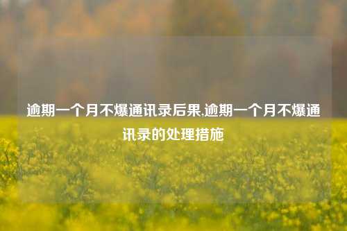 逾期一个月不爆通讯录后果,逾期一个月不爆通讯录的处理措施