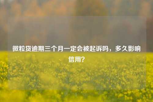 微粒贷逾期三个月一定会被起诉吗，多久影响信用？