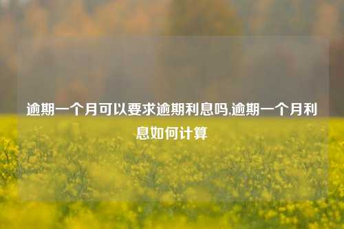 逾期一个月可以要求逾期利息吗,逾期一个月利息如何计算