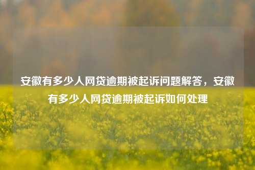 安徽有多少人网贷逾期被起诉问题解答，安徽有多少人网贷逾期被起诉如何处理