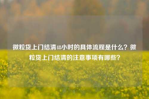 微粒贷上门结清48小时的具体流程是什么？微粒贷上门结清的注意事项有哪些？