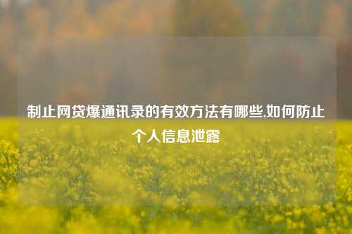 制止网贷爆通讯录的有效方法有哪些,如何防止个人信息泄露