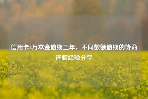 信用卡4万本金逾期三年，不同数额逾期的协商还款经验分享