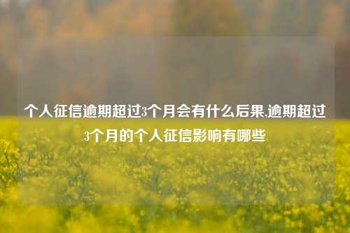 个人征信逾期超过3个月会有什么后果,逾期超过3个月的个人征信影响有哪些