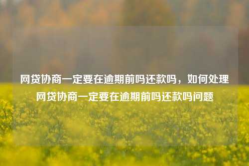 网贷协商一定要在逾期前吗还款吗，如何处理网贷协商一定要在逾期前吗还款吗问题