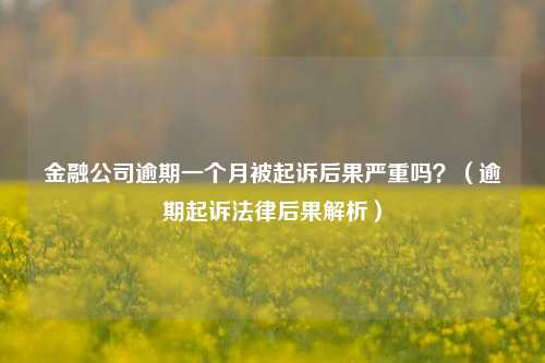 金融公司逾期一个月被起诉后果严重吗？（逾期起诉法律后果解析）