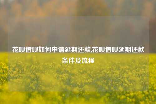 花呗借呗如何申请延期还款,花呗借呗延期还款条件及流程