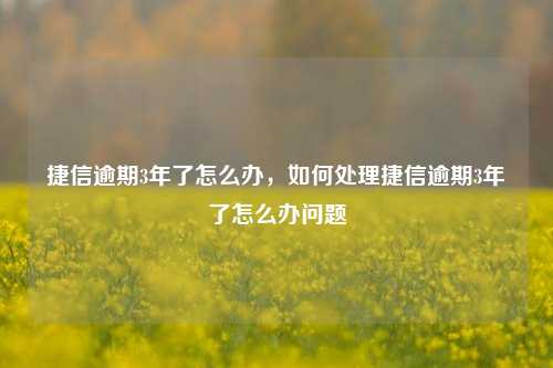 捷信逾期3年了怎么办，如何处理捷信逾期3年了怎么办问题