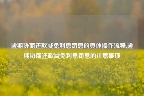 逾期协商还款减免利息罚息的具体操作流程,逾期协商还款减免利息罚息的注意事项