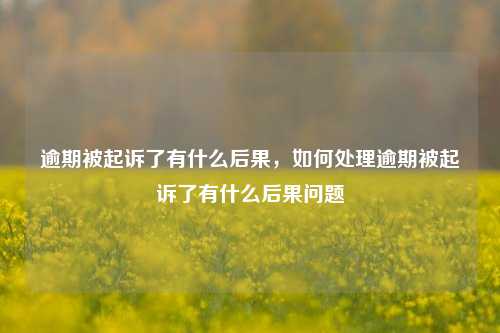 逾期被起诉了有什么后果，如何处理逾期被起诉了有什么后果问题