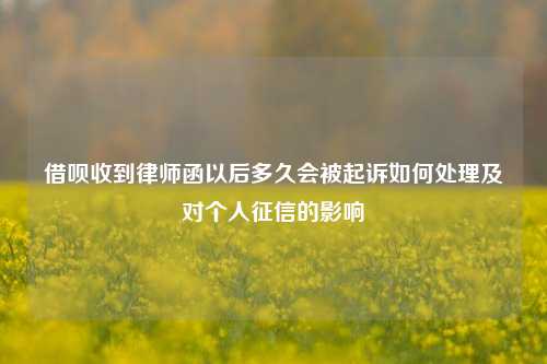 借呗收到律师函以后多久会被起诉如何处理及对个人征信的影响