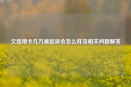 欠信用卡几万被起诉会怎么样及相关问题解答