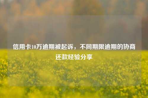 信用卡10万逾期被起诉，不同期限逾期的协商还款经验分享