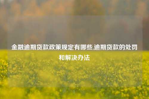 金融逾期贷款政策规定有哪些,逾期贷款的处罚和解决办法