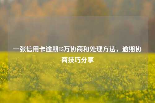 一张信用卡逾期15万协商和处理方法，逾期协商技巧分享