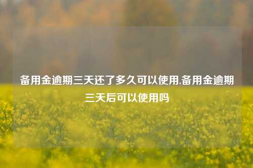 备用金逾期三天还了多久可以使用,备用金逾期三天后可以使用吗