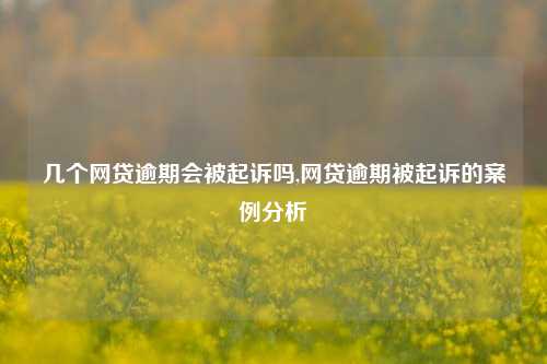 几个网贷逾期会被起诉吗,网贷逾期被起诉的案例分析