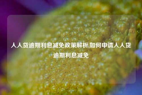 人人贷逾期利息减免政策解析,如何申请人人贷逾期利息减免