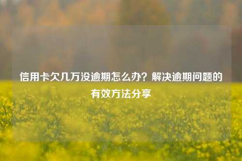 信用卡欠几万没逾期怎么办？解决逾期问题的有效方法分享