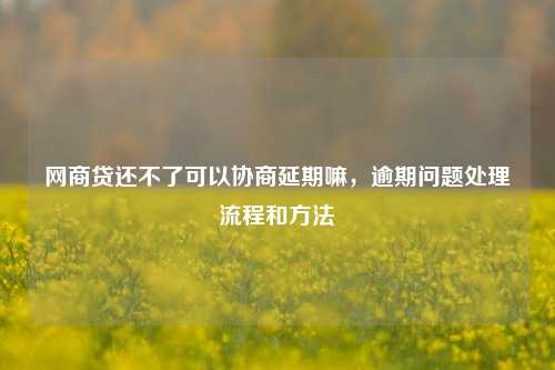 网商贷还不了可以协商延期嘛，逾期问题处理流程和方法