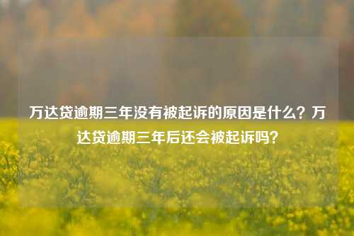 万达贷逾期三年没有被起诉的原因是什么？万达贷逾期三年后还会被起诉吗？