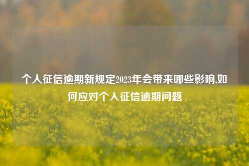 个人征信逾期新规定2023年会带来哪些影响,如何应对个人征信逾期问题