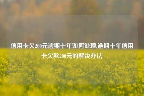 信用卡欠200元逾期十年如何处理,逾期十年信用卡欠款200元的解决办法