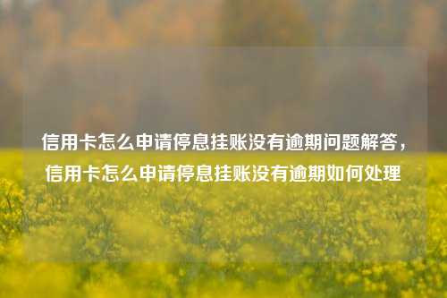 信用卡怎么申请停息挂账没有逾期问题解答，信用卡怎么申请停息挂账没有逾期如何处理