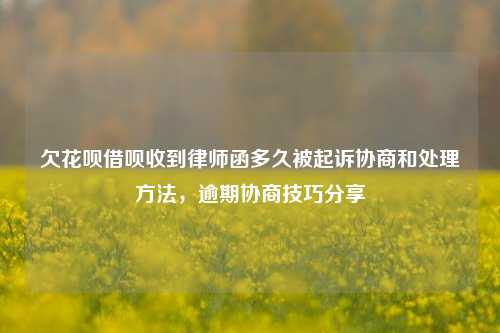 欠花呗借呗收到律师函多久被起诉协商和处理方法，逾期协商技巧分享