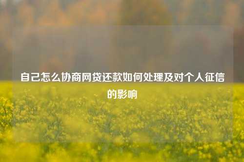 自己怎么协商网贷还款如何处理及对个人征信的影响