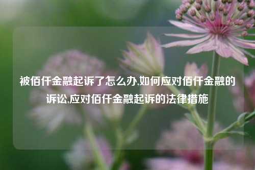 被佰仟金融起诉了怎么办,如何应对佰仟金融的诉讼,应对佰仟金融起诉的法律措施