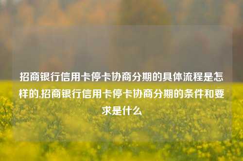 招商银行信用卡停卡协商分期的具体流程是怎样的,招商银行信用卡停卡协商分期的条件和要求是什么