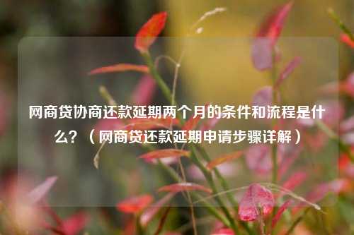 网商贷协商还款延期两个月的条件和流程是什么？（网商贷还款延期申请步骤详解）