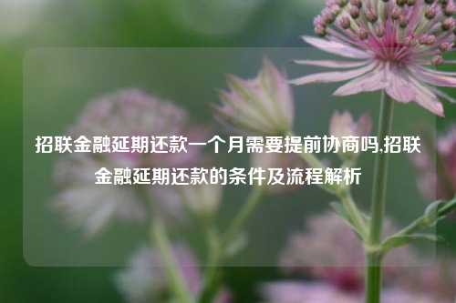 招联金融延期还款一个月需要提前协商吗,招联金融延期还款的条件及流程解析