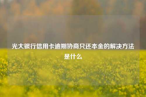 光大银行信用卡逾期协商只还本金的解决方法是什么