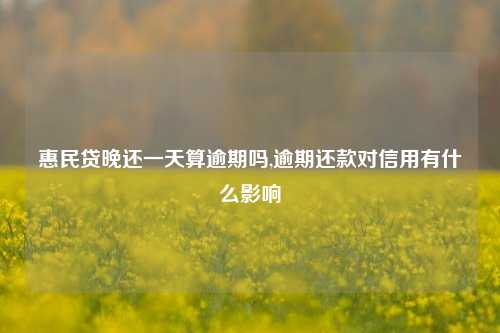 惠民贷晚还一天算逾期吗,逾期还款对信用有什么影响