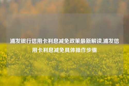 浦发银行信用卡利息减免政策最新解读,浦发信用卡利息减免具体操作步骤