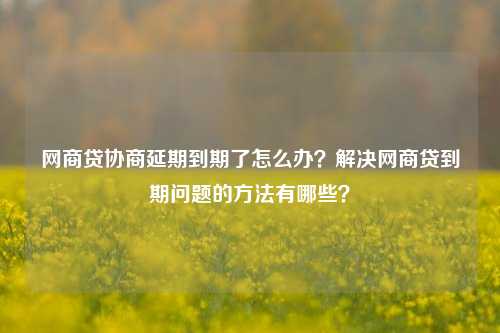 网商贷协商延期到期了怎么办？解决网商贷到期问题的方法有哪些？