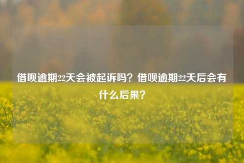 借呗逾期22天会被起诉吗？借呗逾期22天后会有什么后果？